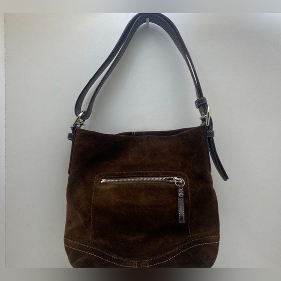 Coach Handbags - Coach Brown Suede Messenger Handbag- Never Used.